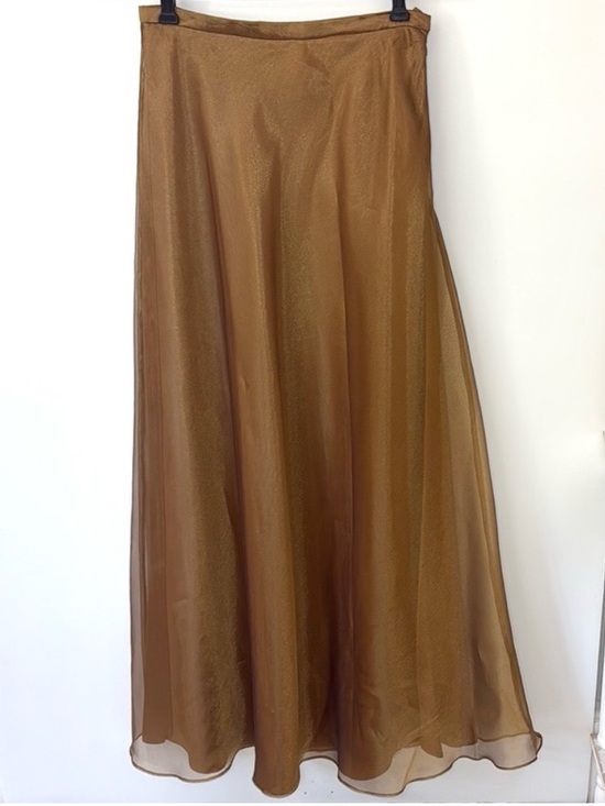 Cache Dresses & Skirts - Vintage Caché Gold Bronze Satin Maxi Skirt Sz 8